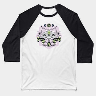 Wicca death moth with magic potion and mushrooms Baseball T-Shirt
